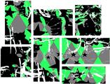 SceneKid Green - 7 Piece Fabric Peel and Stick Wall Skin Art (50x38 inches)