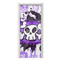 Cartoon Skull Purple Door Skin (fits doors up to 34x84 inches)