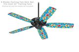 Beach Flowers Blue Medium - Ceiling Fan Skin Kit fits most 52 inch fans (FAN and BLADES SOLD SEPARATELY)