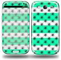 Kearas Daisies Stripe Sea Foam - Decal Style Skin (fits Samsung Galaxy S III S3)