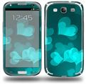 Bokeh Hearts Neon Teal - Decal Style Skin (fits Samsung Galaxy S III S3)