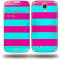 Psycho Stripes Neon Teal and Hot Pink - Decal Style Skin (fits Samsung Galaxy S IV S4)
