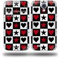 Hearts and Stars Red - Decal Style Skin (fits Samsung Galaxy S IV S4)