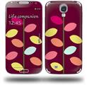 Plain Leaves On Burgundy - Decal Style Skin (fits Samsung Galaxy S IV S4)