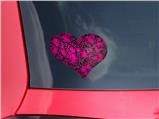 Scattered Skulls Hot Pink - I Heart Love Car Window Decal 6.5 x 5.5 inches