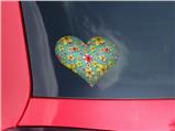 Beach Flowers Seafoam Green - I Heart Love Car Window Decal 6.5 x 5.5 inches