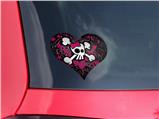 Girly Skull Bones - I Heart Love Car Window Decal 6.5 x 5.5 inches