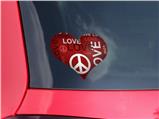 Love and Peace Red - I Heart Love Car Window Decal 6.5 x 5.5 inches